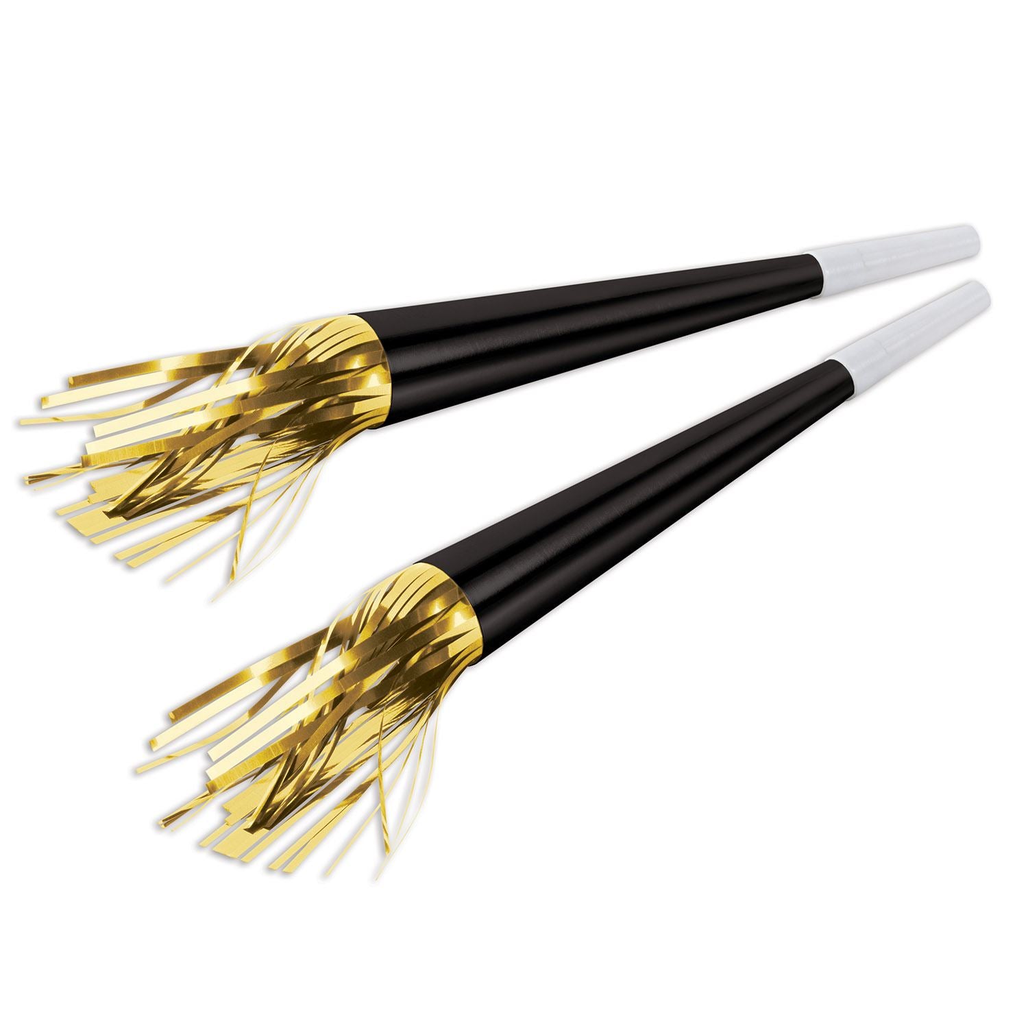Beistle Black Foil Horns w/Gold Tassel - New Years | Party Supply | Decoration
