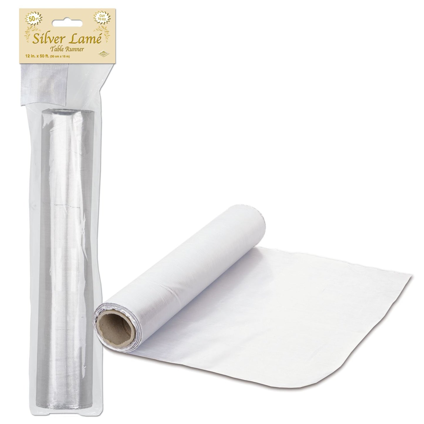 Beistle Silver Lame Table Runner Roll - Anniversary | Party Supply