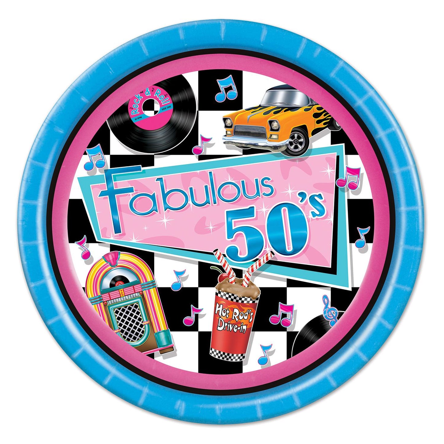Beistle Fabulous 50's Plates - 50's/Rock & Roll | Party Supply | Decoration