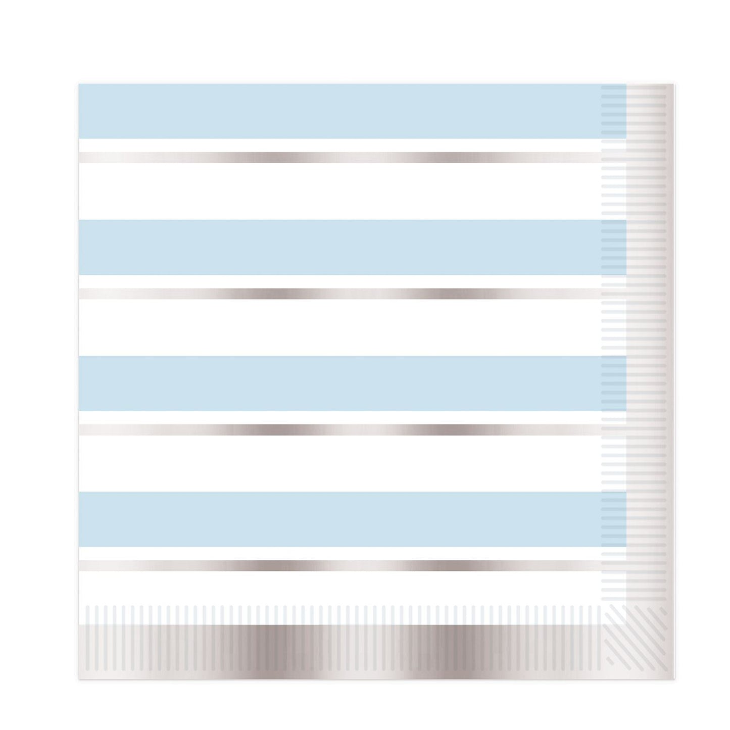 Beistle Striped Luncheon Napkins - Blue, White and Silver - Baby Shower