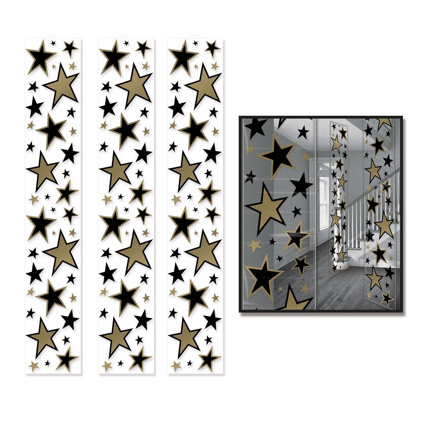 Beistle Star Party Panels - Black and Gold - Awards Night | Party Supply