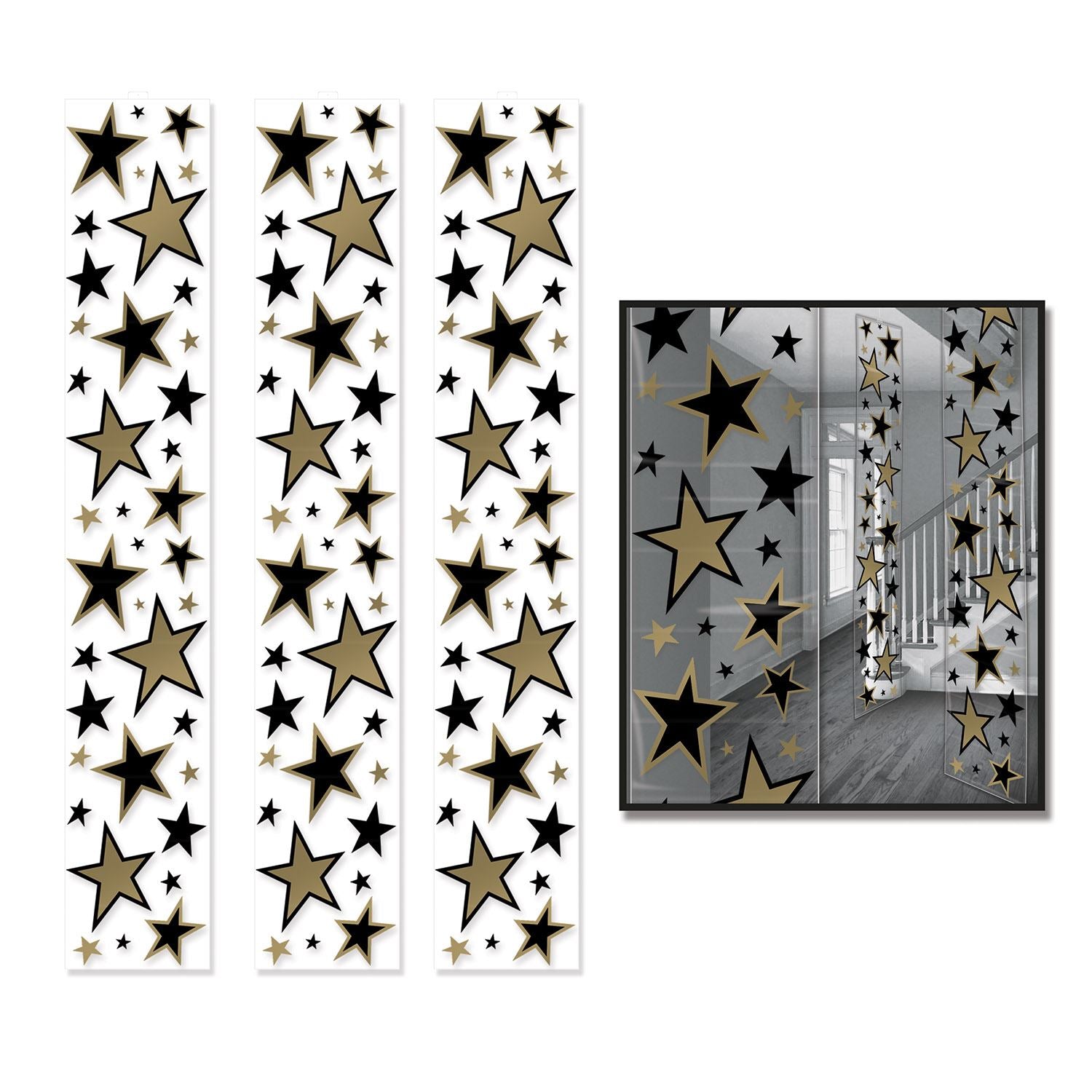 Beistle Star Party Panels - Black and Gold - Awards Night | Party Supply