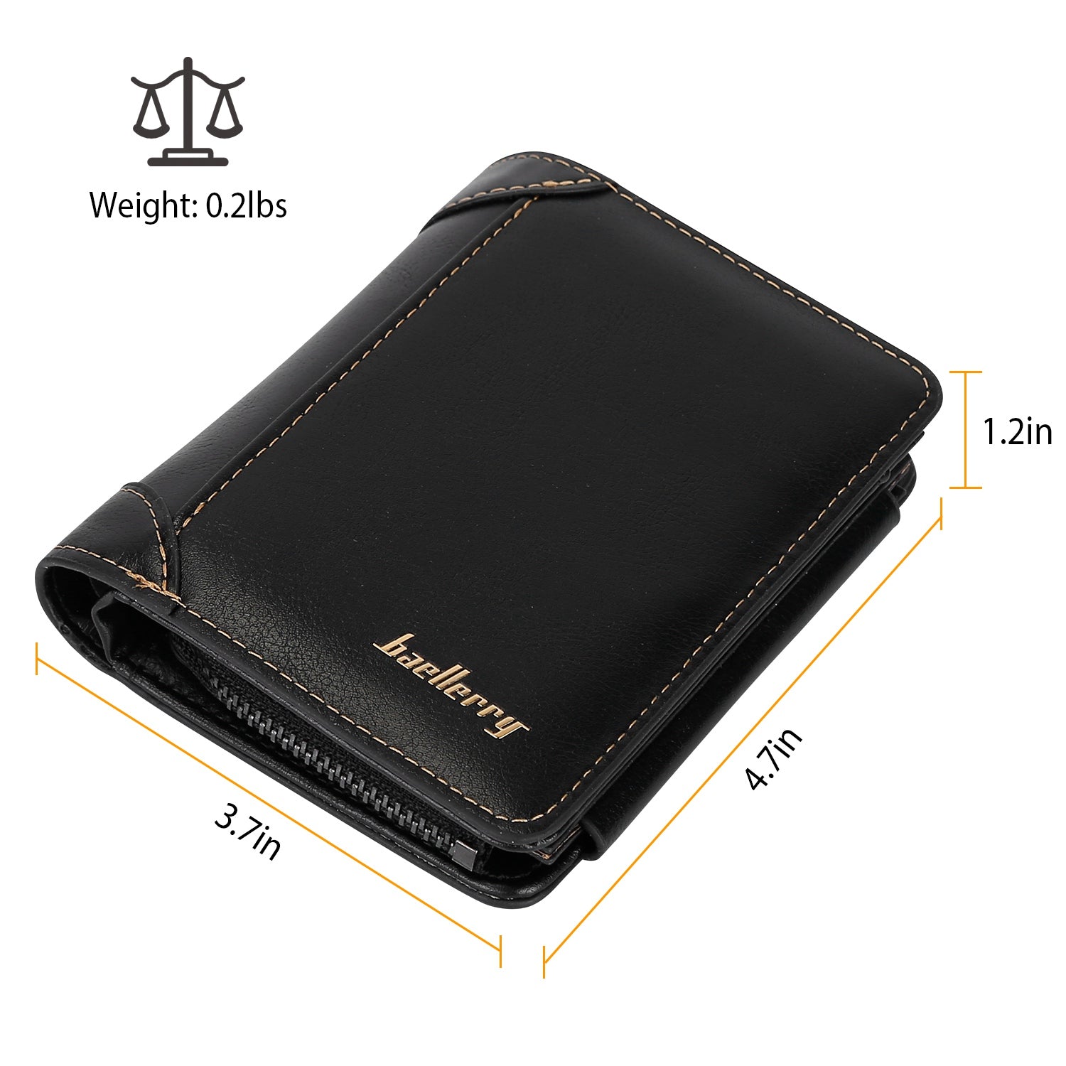 Men’s Leather Wallet ID Card Holder Purse Trifold Clutch Money Zipper with ID