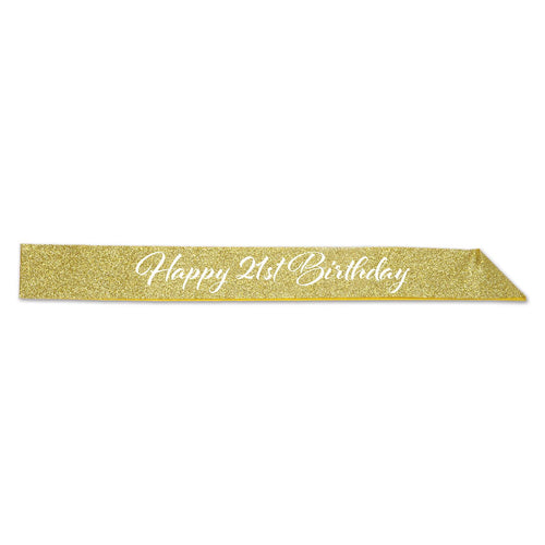 Beistle Happy 21st Birthday Glittered Sash | Party Supply | Decoration