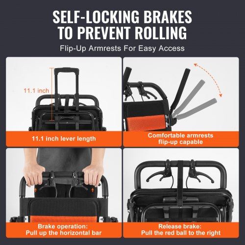 Wheelchair Aluminum Alloy Transport Chair Foldable 18-In W Seat 220lbs