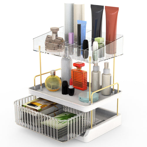 3 Tier Makeup Organizer for Vanity Large Capacity Skincare Shelf Bathroom 9535