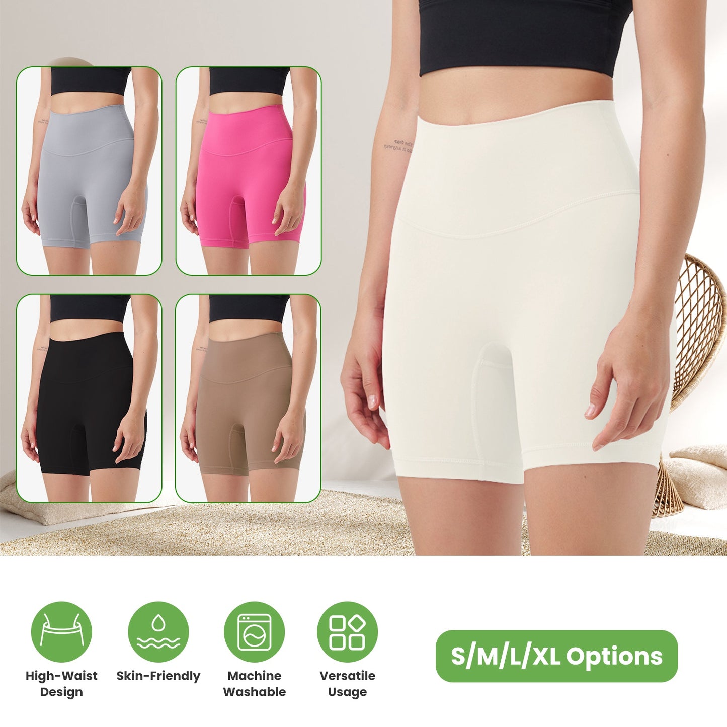 Women s High Waist Biker Shorts Tummy Control Pants Athletic Leggings Spandex