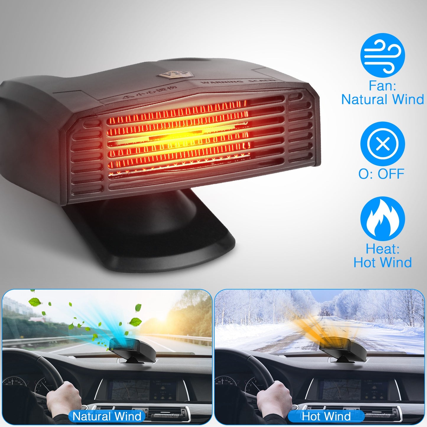 24V 180W Portable Car Heater Heating Fan 2 in 1 Defroster Defogger Demister