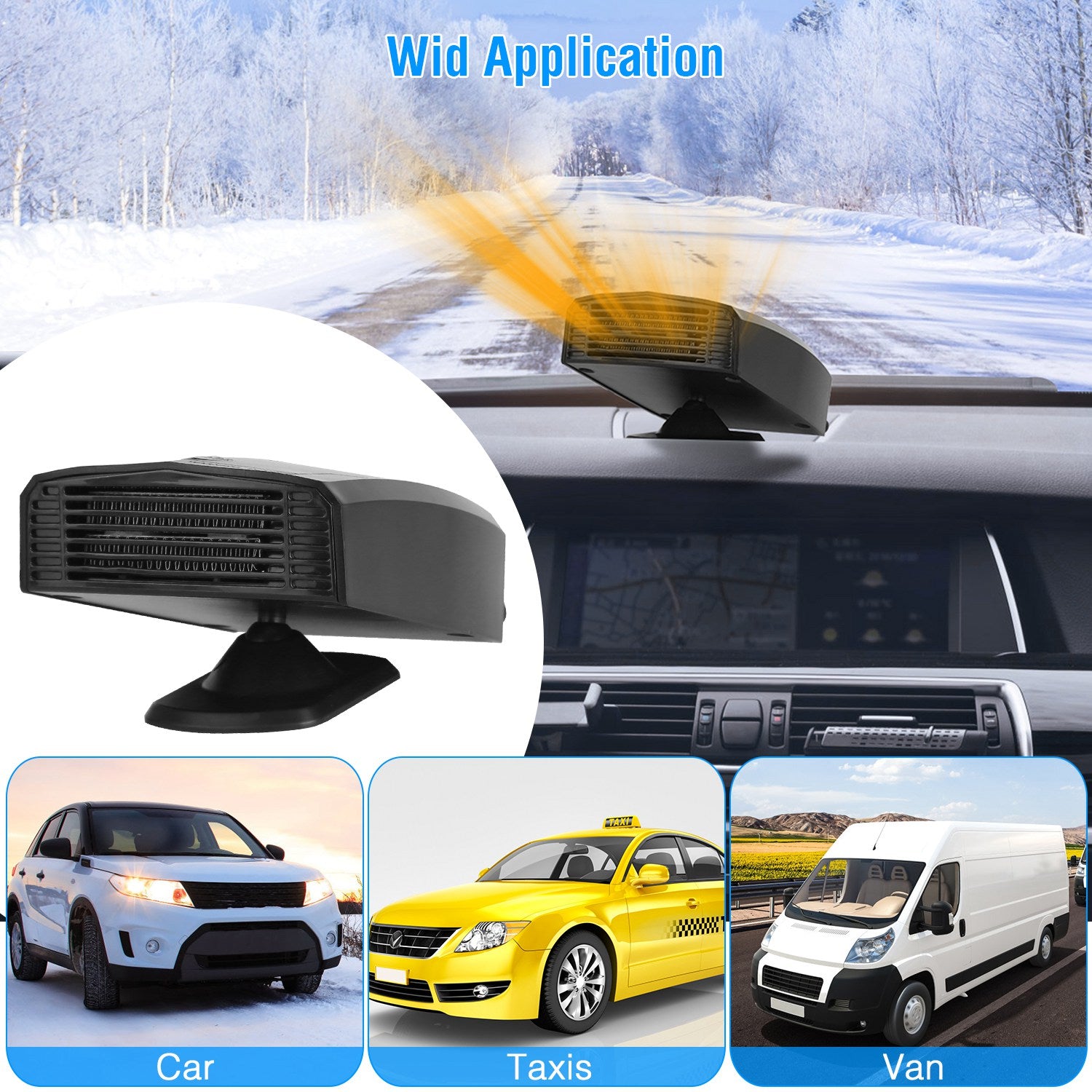 12V 150W Portable Car Heater Heating Fan 2 in 1 Defroster Defogger Demister