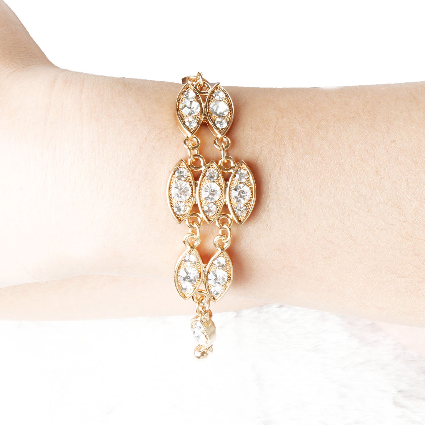 Noble Burnished Gold Bling Rhinestone Bracelet Apparel & Jewelry Retro Wristband