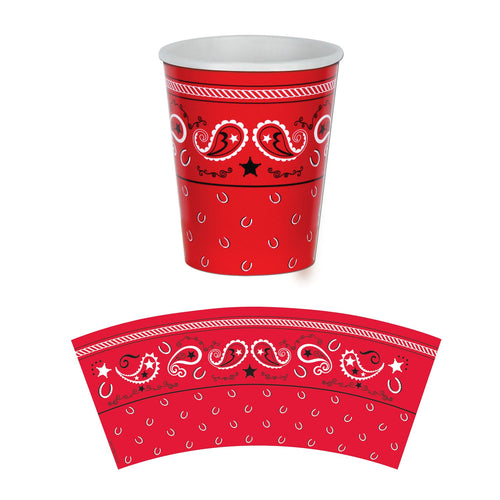 Beistle Bandana Hot/Cold Cups - Western | Party Supply | Decoration