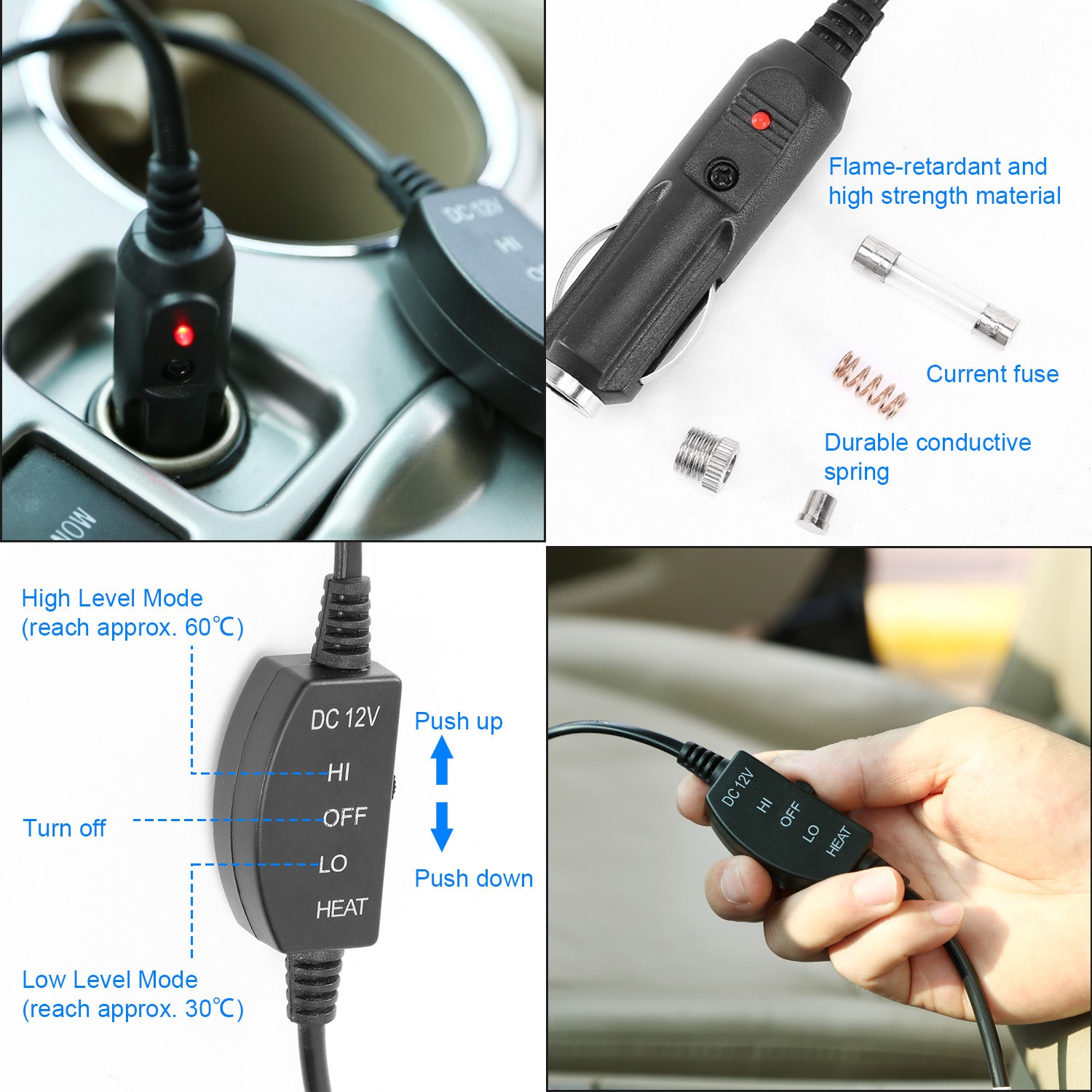 Heated Car Seat Cushion 12V Auto Seat Cover Warmer with Adjustable Temperature