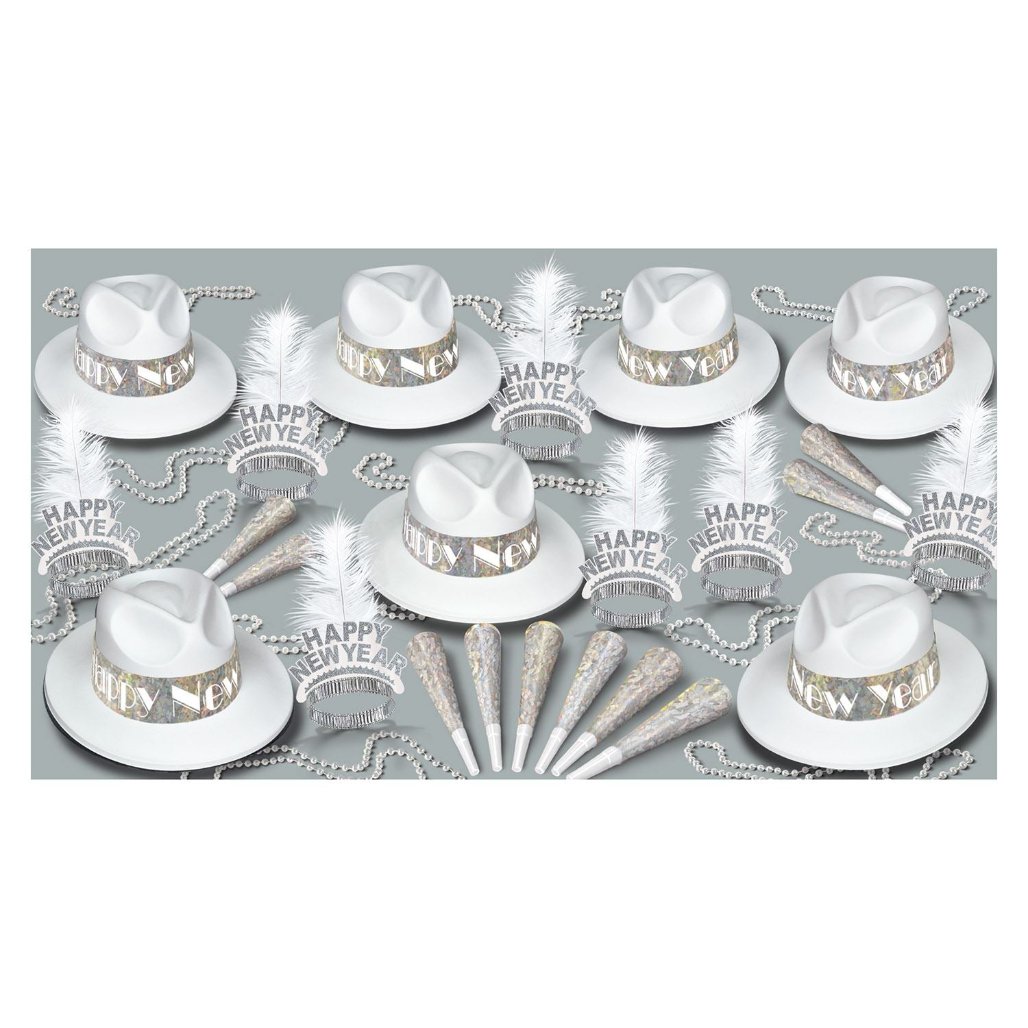 Beistle Silver LA Swing New Year Assortment (for 50 people) - New Years