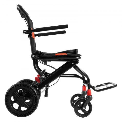 Wheelchair Aluminum Alloy Transport Chair Foldable 18-In W Seat 220lbs