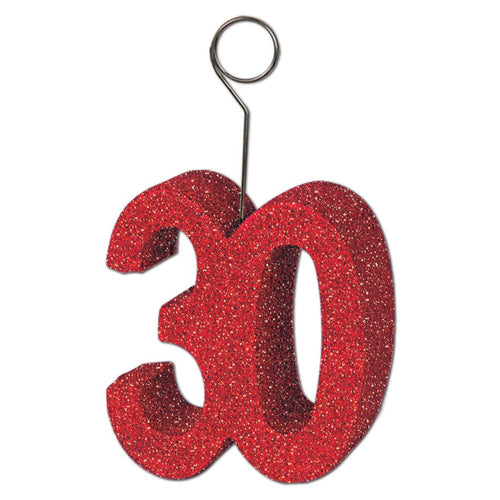 Glittered "30" Photo / Balloon Holder Bulk Pack of 6