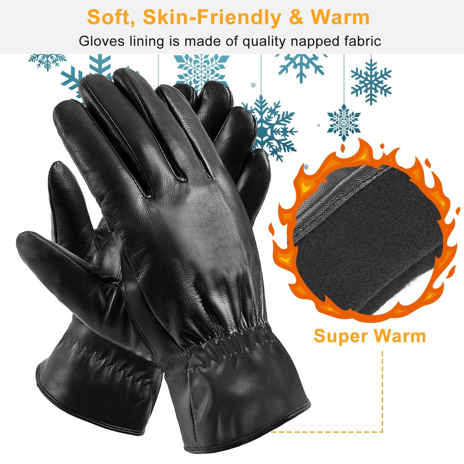 Unisex Leather Winter Warm Gloves Outdoor Windproof Soft Gloves Cycling Skiing