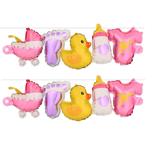 Beistle Baby Girl Balloon Streamers - Baby Shower | Party Supply | Decoration
