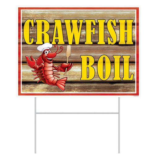 Beistle All WeatherCrawfish Boil Yard Sign - Mardi Gras | Party Supply