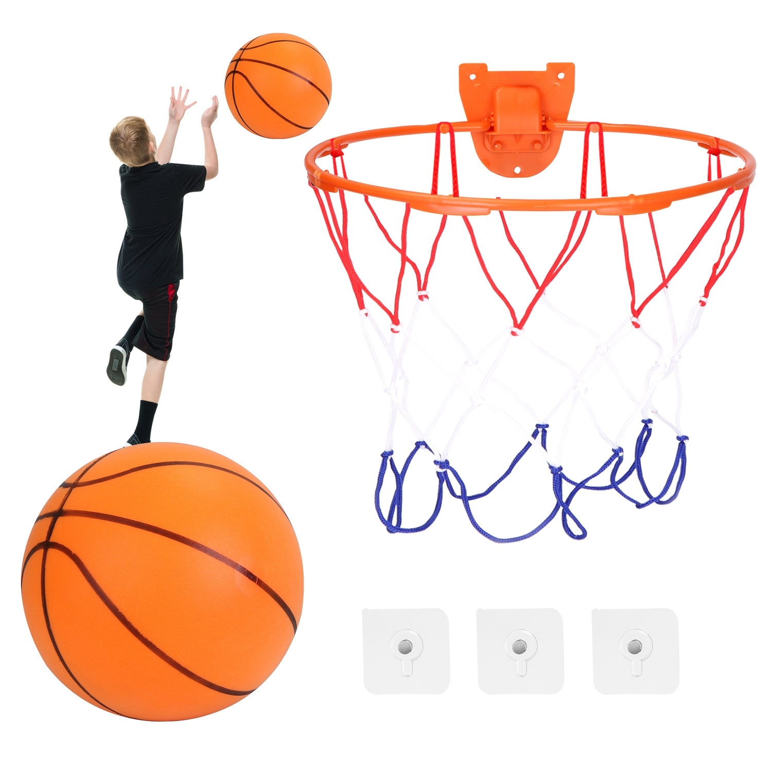 Silent Basketball with Ball Hoop Foam Bouncing Silent Basketball Uncoated High