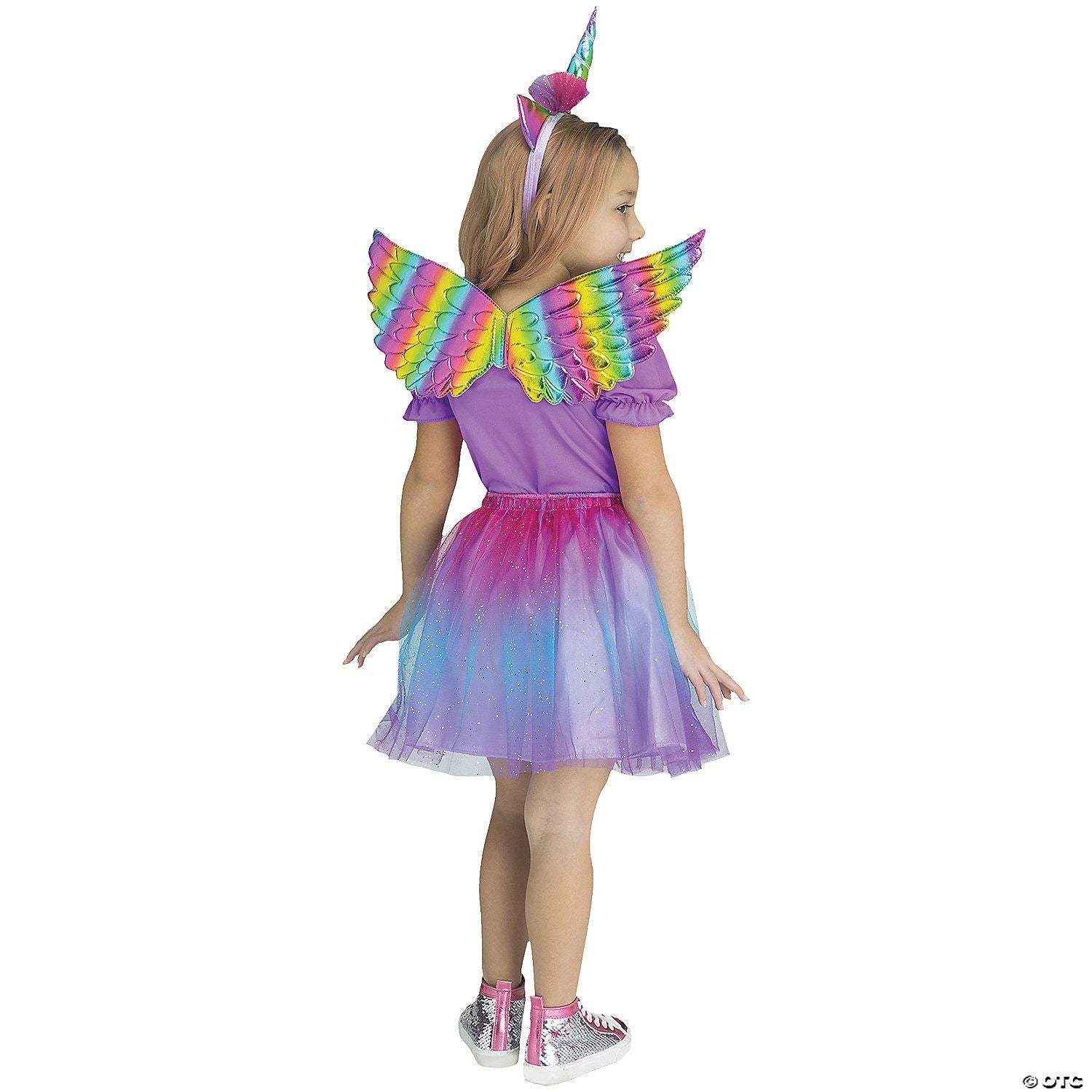 Boys | Kid's Metallic Rainbow Fabric Foam Wings Costume Accessory