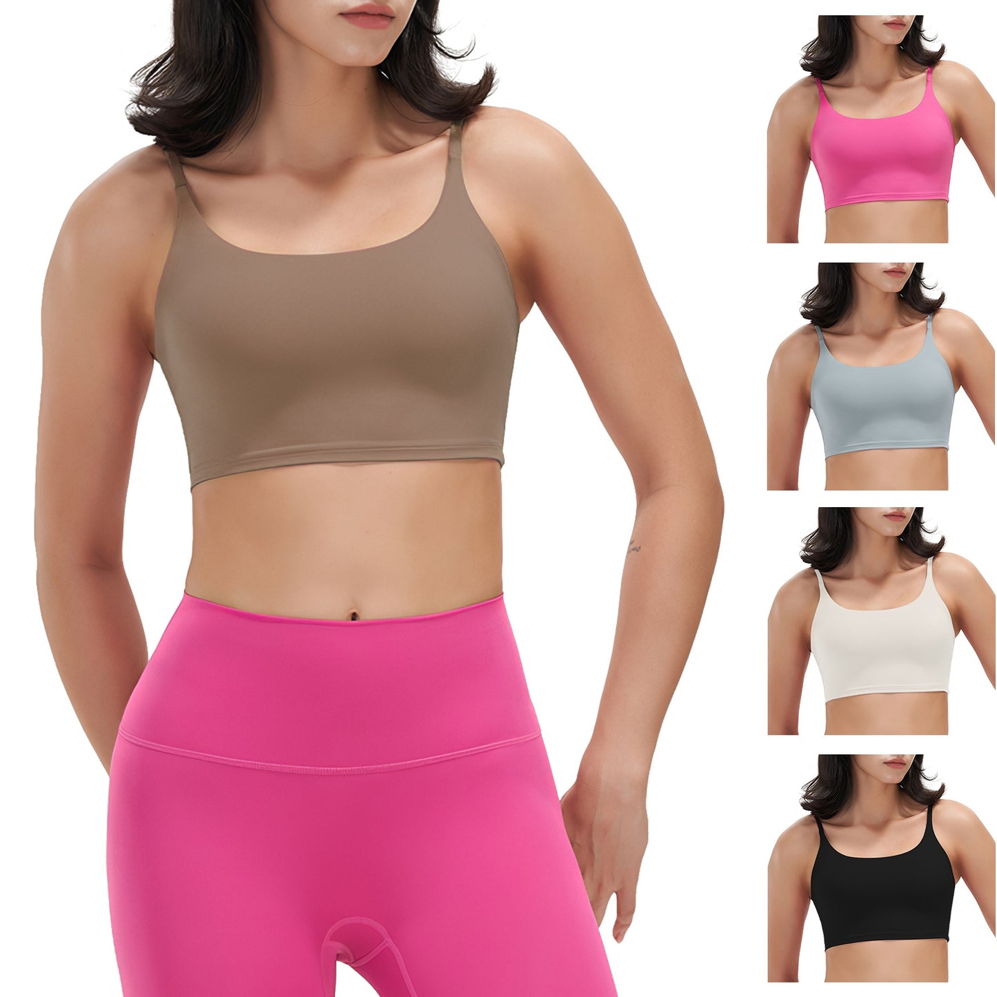 Women Strap Sport Bras Padded Strappy Crop Square Neck Low Impact Bras Sexy