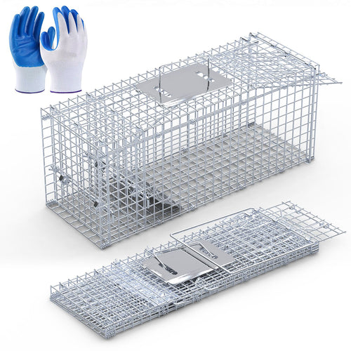 25.59Inch Live Humane Animal Trap Cage Heavy Duty Folding Catch And Release