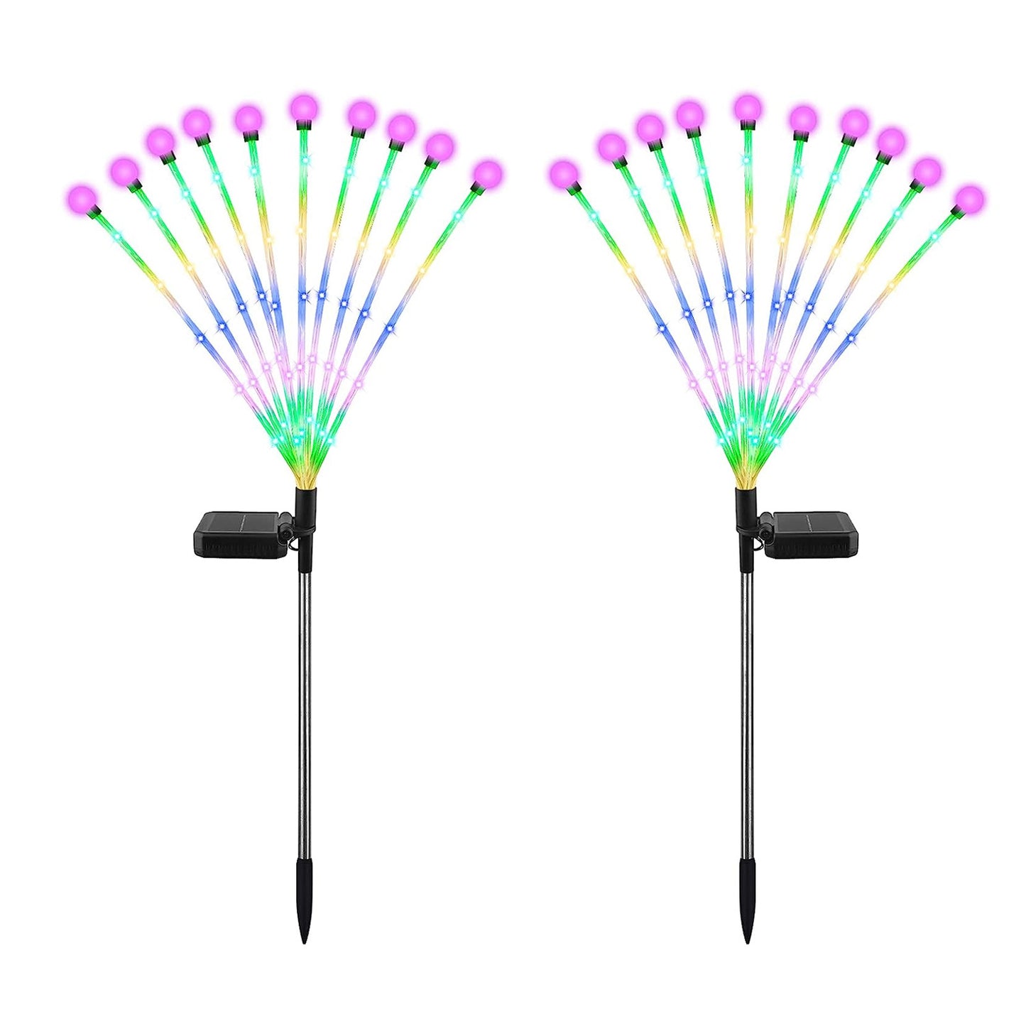 2Pcs Solar Firefly Lights Swaying Decorative Pathway Stake Lamp IP65 Waterproof