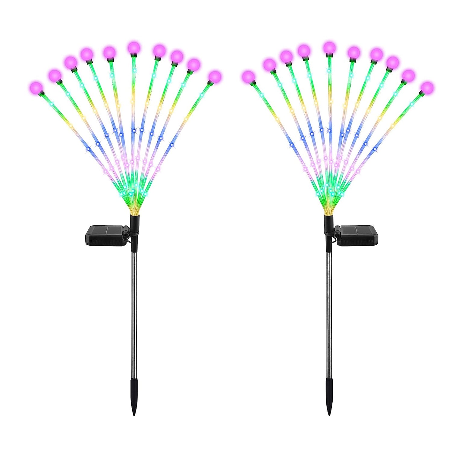2Pcs Solar Firefly Lights Swaying Decorative Pathway Stake Lamp IP65 Waterproof