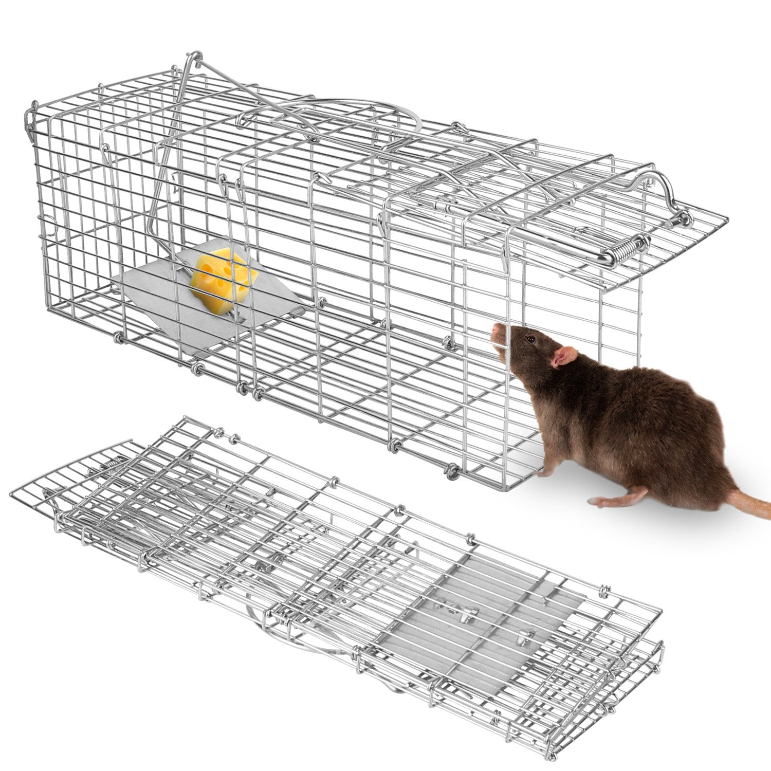 Foldable Rat Trap Cage Humane Live Rodent Trap Cage Galvanized Iron Mice Mouse