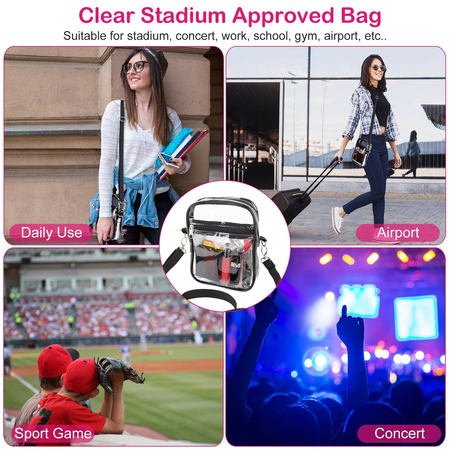 Clear Crossbody Bag Stadium Approved Clear Purse Transparent Small Shoulder Bag