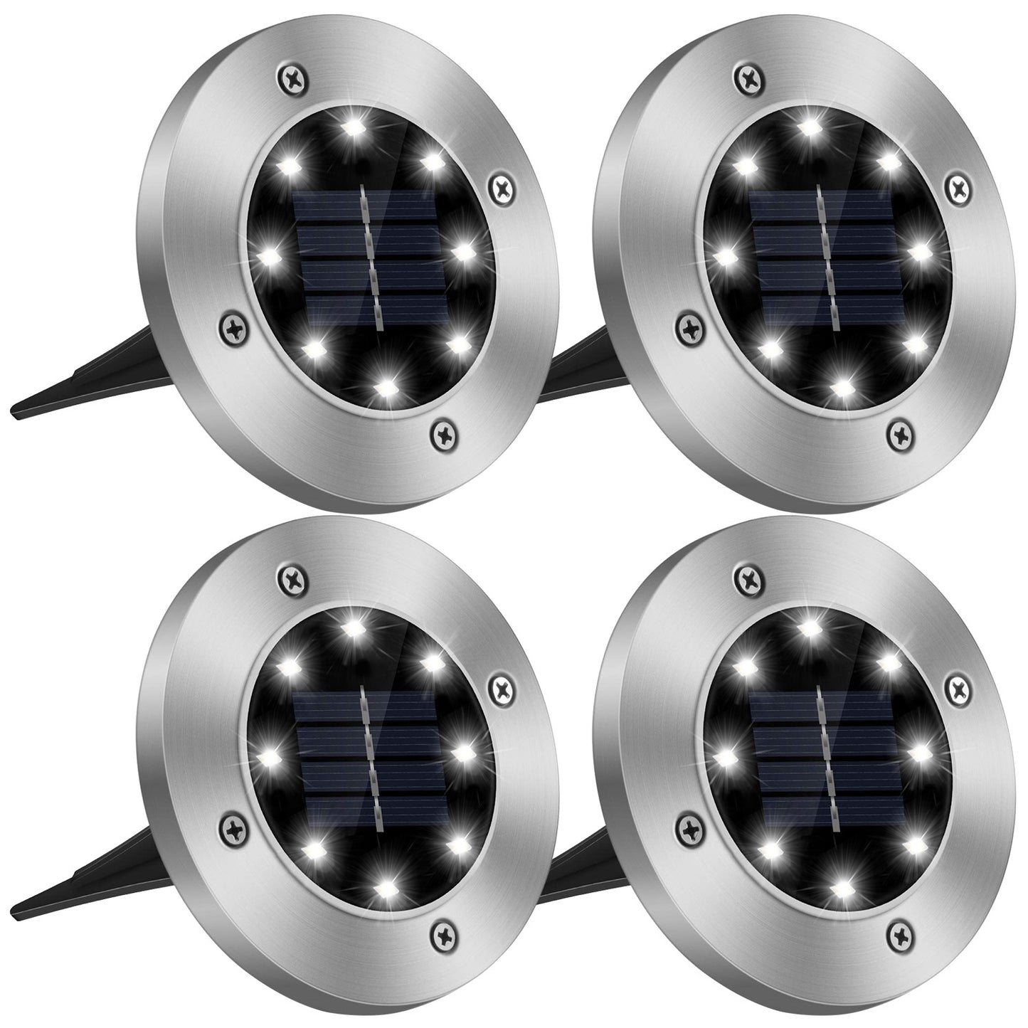 4Pcs Solar Powered Ground Light Outdoor IP65 Waterproof Buried In-Ground Lamp