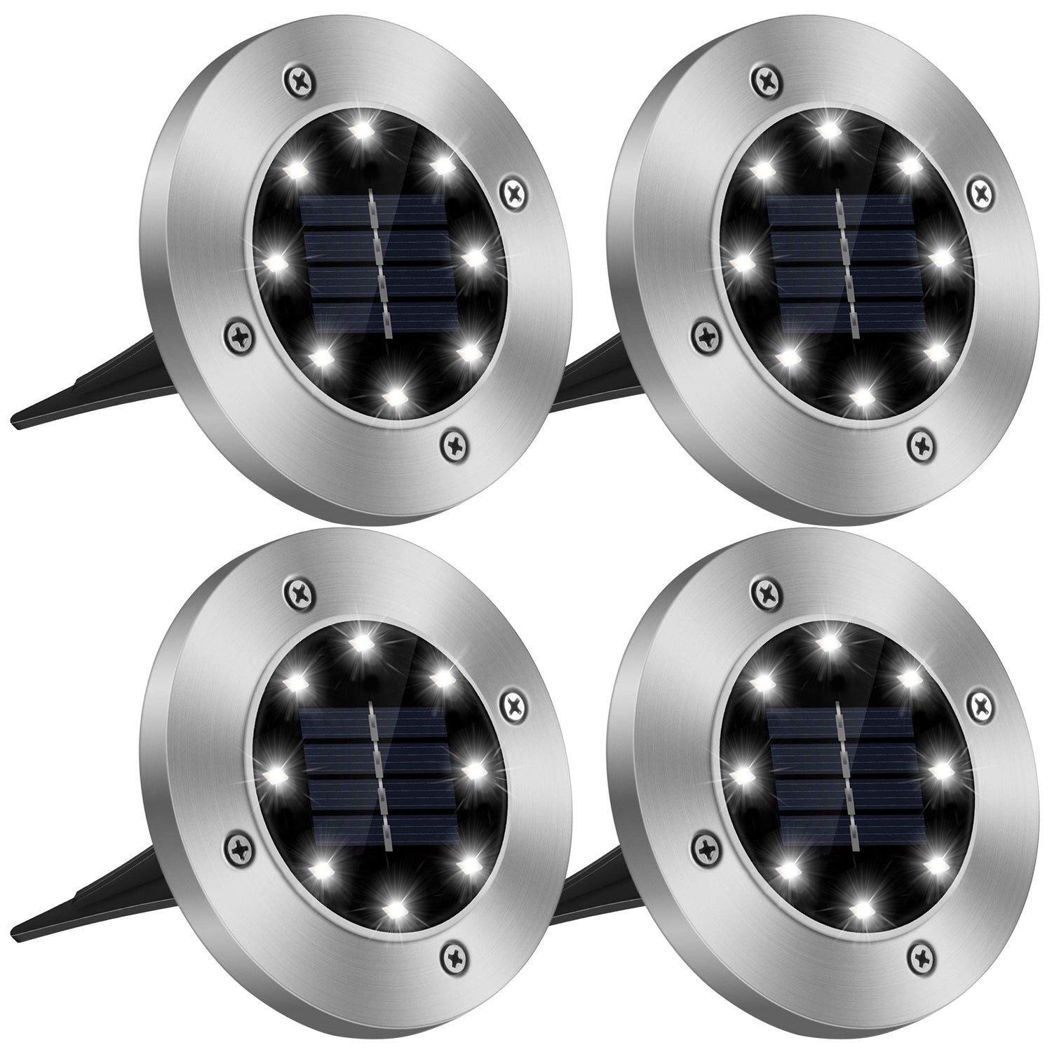 4Pcs Solar Powered Ground Light Outdoor IP65 Waterproof Buried In-Ground Lamp