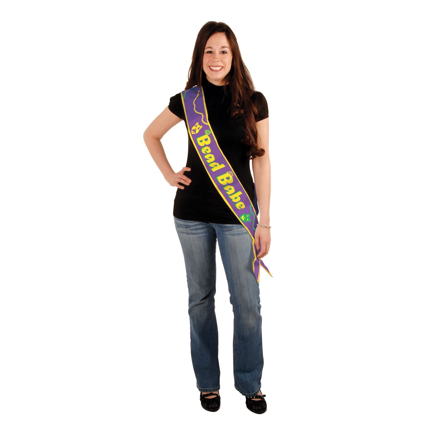Beistle Bead Babe Satin Sash - Mardi Gras | Party Supply | Decoration