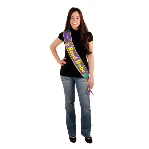 Beistle Bead Babe Satin Sash - Mardi Gras | Party Supply | Decoration