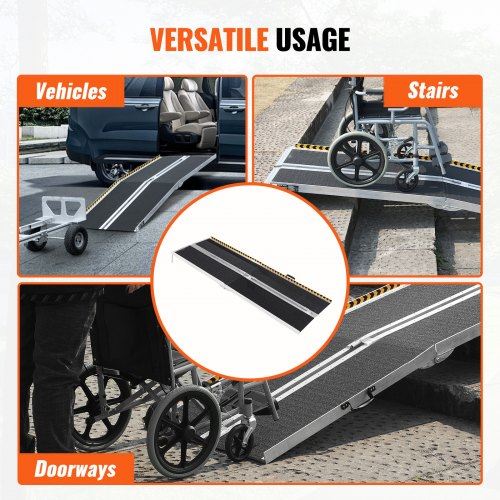 Portable Wheelchair Ramp 7 ft 800 lbs Capacity Non-Slip Aluminum Folding