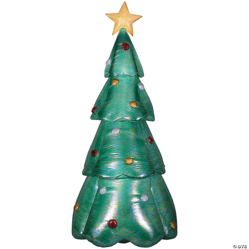 90" Blow-Up Inflatable Mixed Media Green Christmas Tree With Built-In Led Lights Outdoor Yard Decoration
