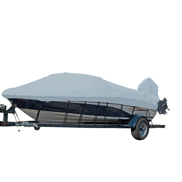 Carver Sun-DURA Styled-to-Fit Boat Cover f/14.5 V-Hull Runabout Boats w/Windshield  Hand/Bow Rails - Grey [77014S-11]