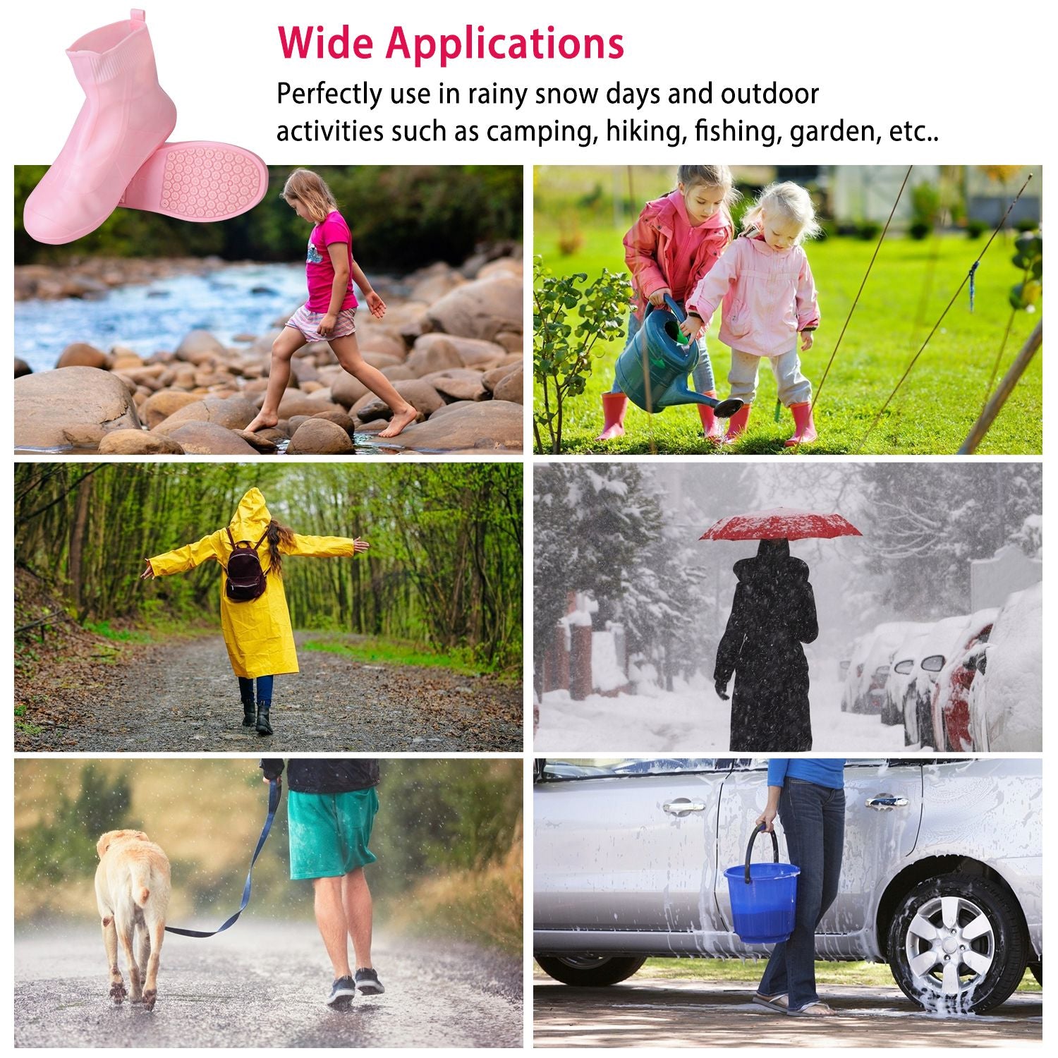 Waterproof Shoe Covers Reusable Not-Slip Rain Shoe Covers Protectors Foldable