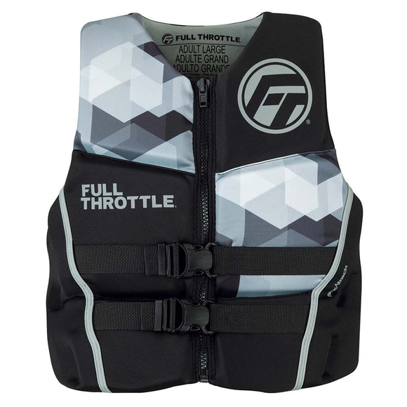Full Throttle Mens Rapid-Dry Flex-Back Life Jacket - M - Black/Grey [142500-701-030-22]