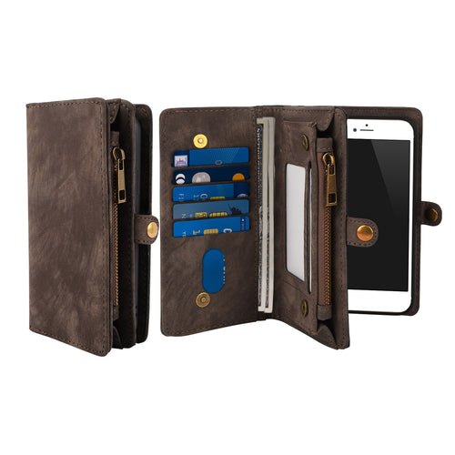 Phone Wallet Case For iPhone 8 Plus Portable Wallet Case 2 in 1 Leather Zip 1485