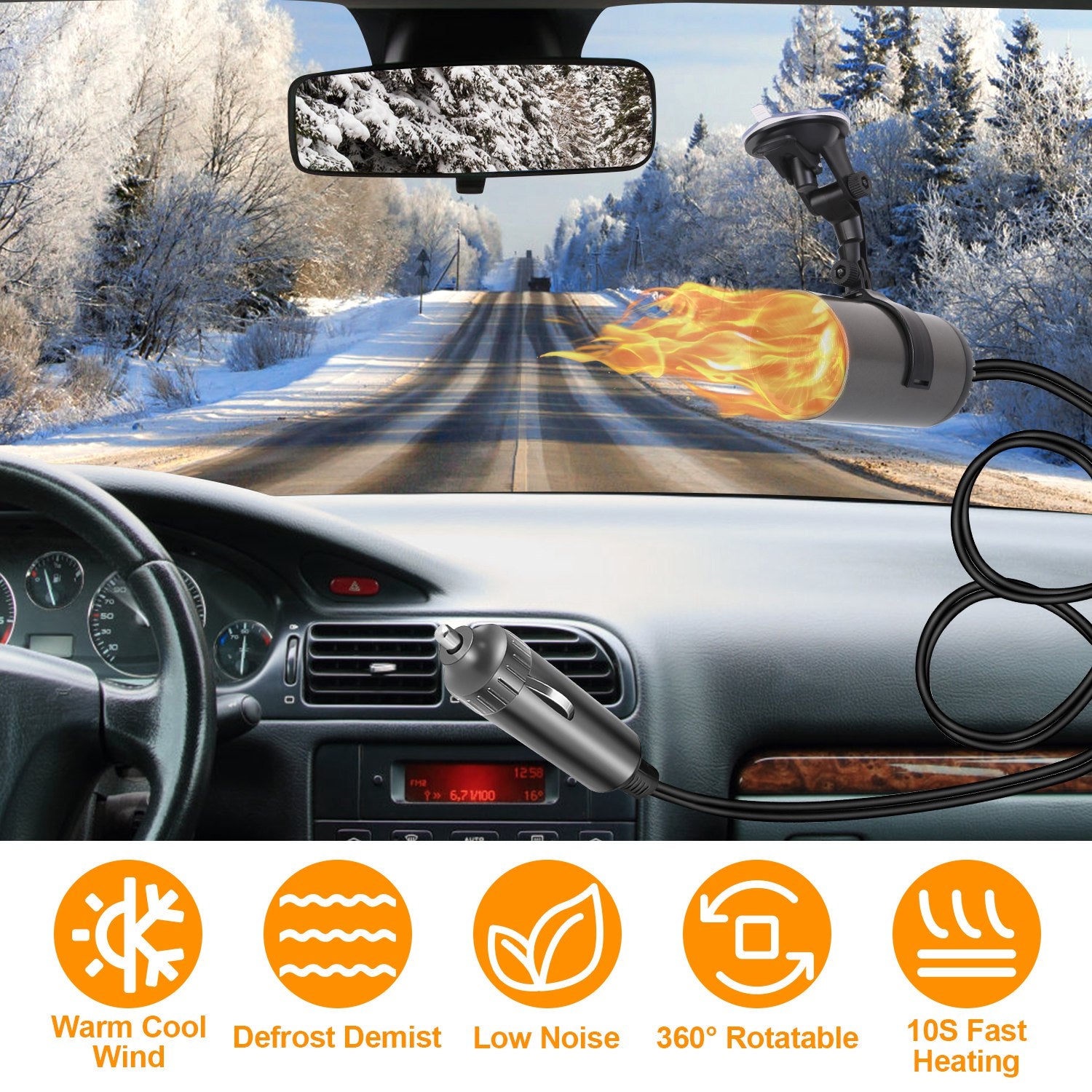 24V 216W Portable Car Heater 2 In 1 Heating Cooling Fan Rotatable Demister