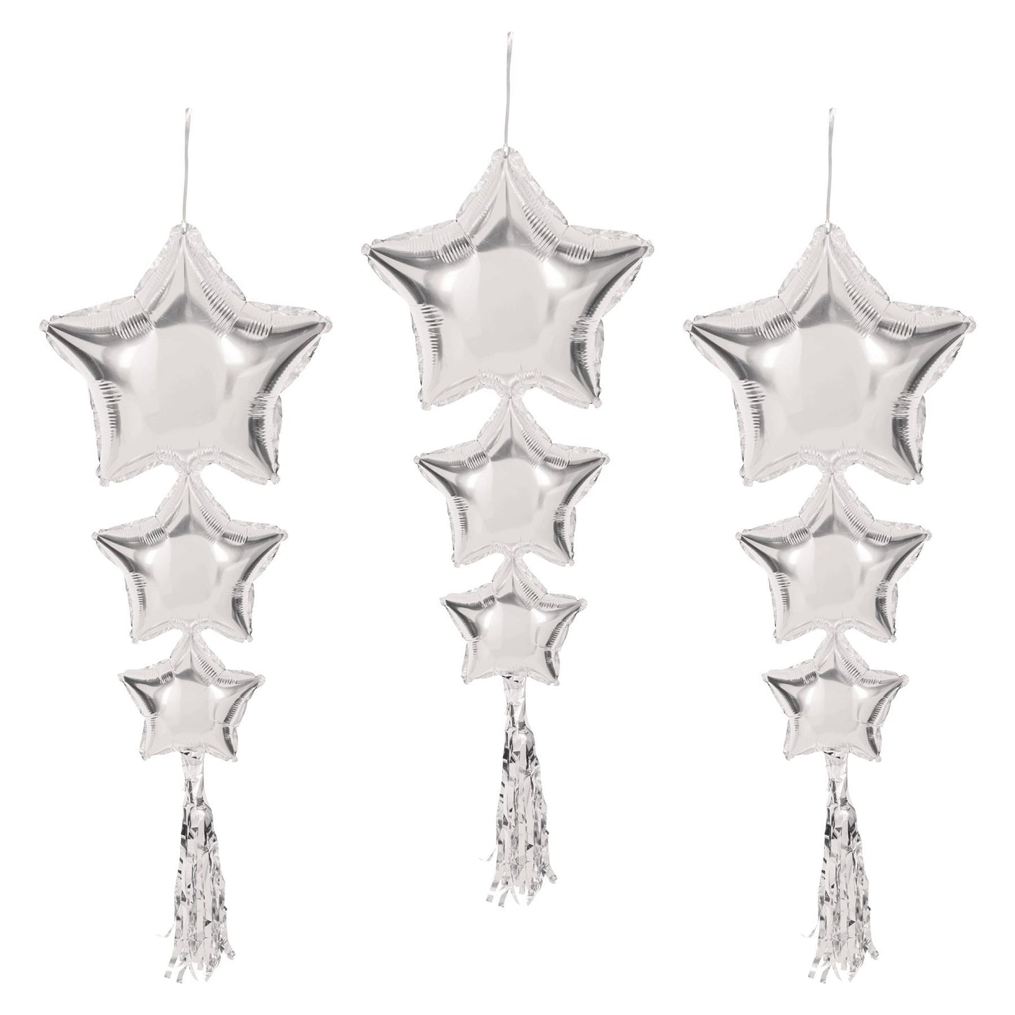 Beistle Star Balloons w/Tassels - Silver - General Occasion | Party Supply