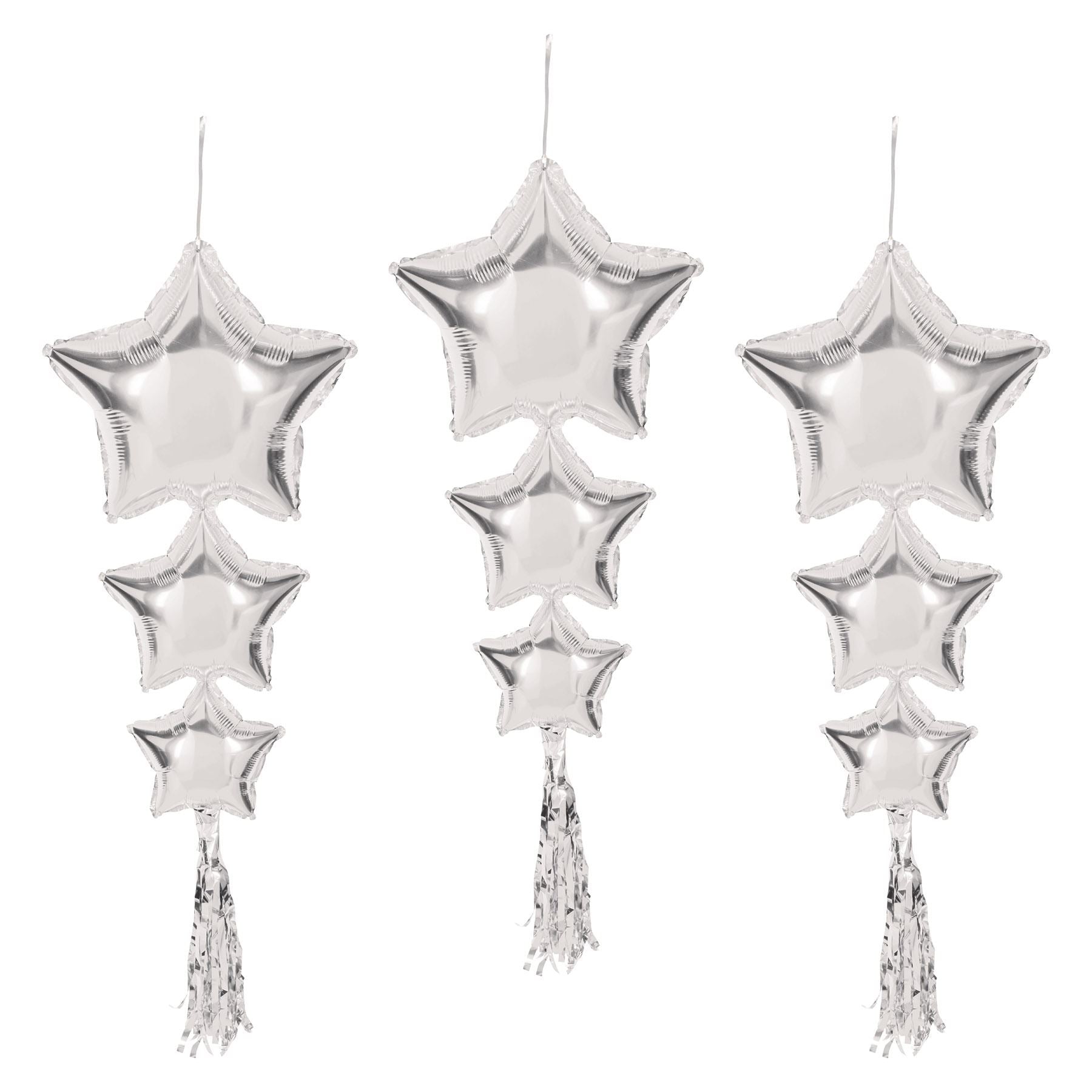 Beistle Star Balloons w/Tassels - Silver - General Occasion | Party Supply