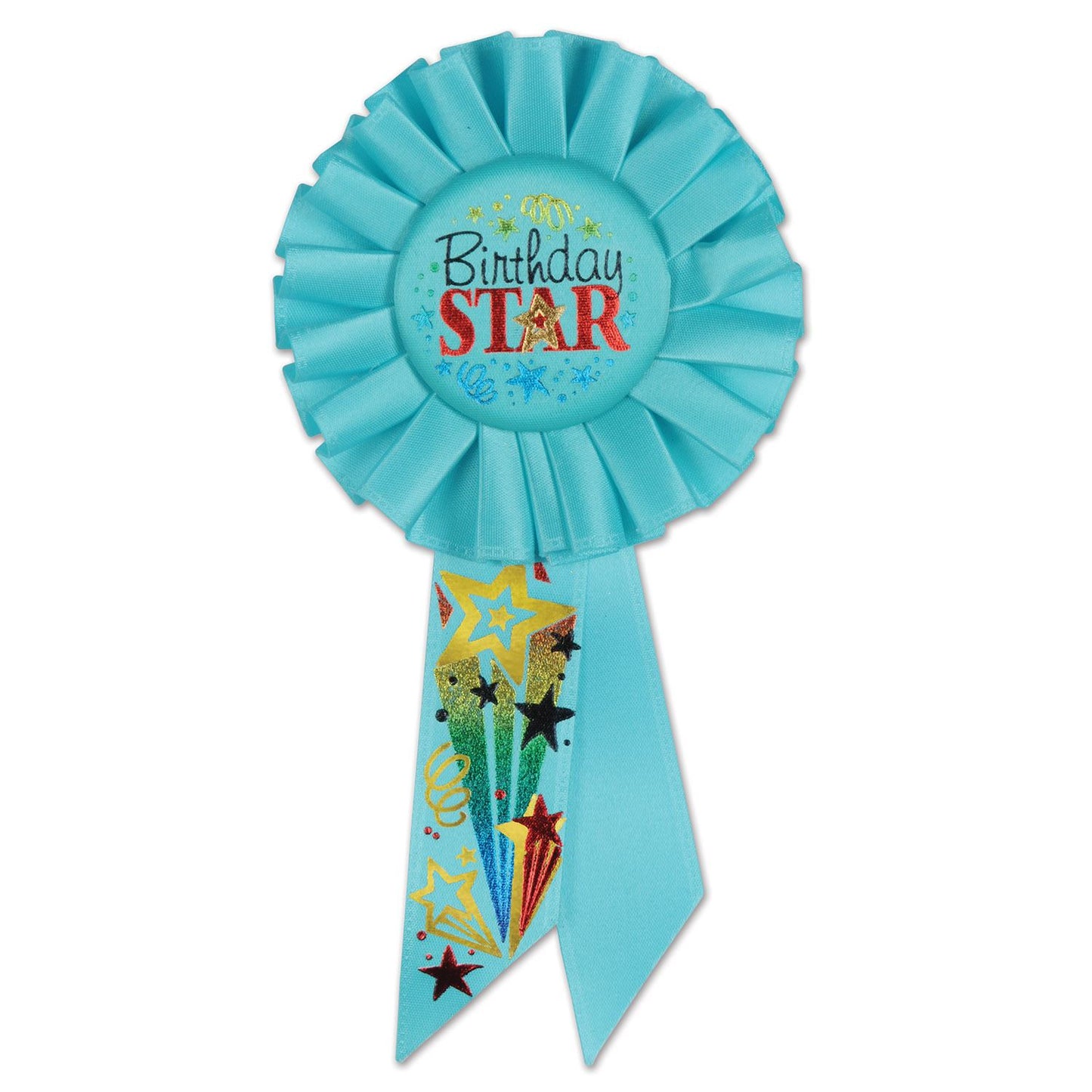 Beistle Birthday Star Rosette Ribbon - Party Supply Decoration for Birthday