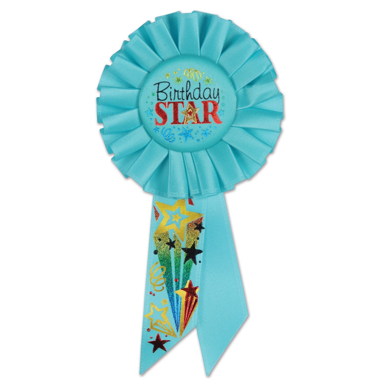 Beistle Birthday Star Rosette Ribbon - Party Supply Decoration for Birthday