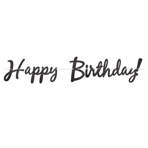 Beistle Foil Happy Birthday Streamer - Black | Party Supply | Decoration