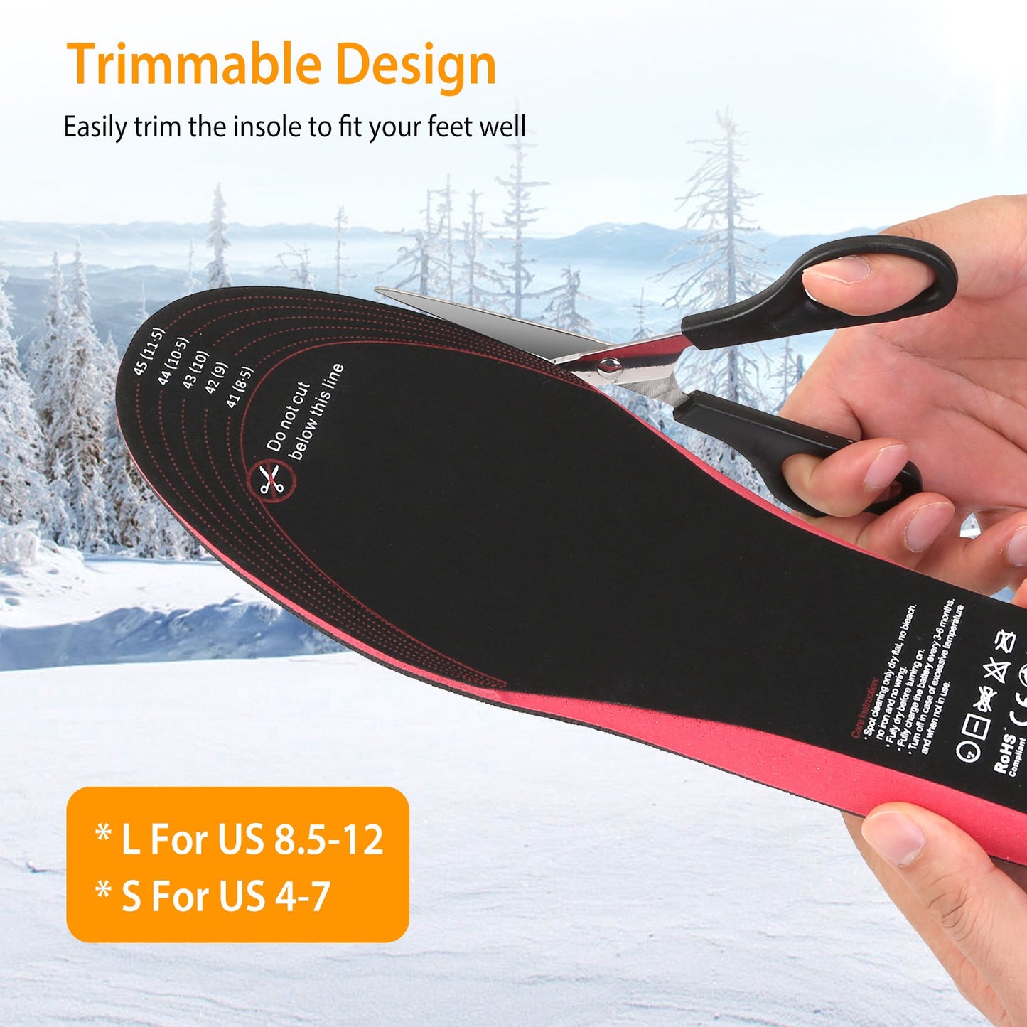 Heated Insoles Electric Heated Foot Warmer 3000mAh Rechargeable Battery Powered
