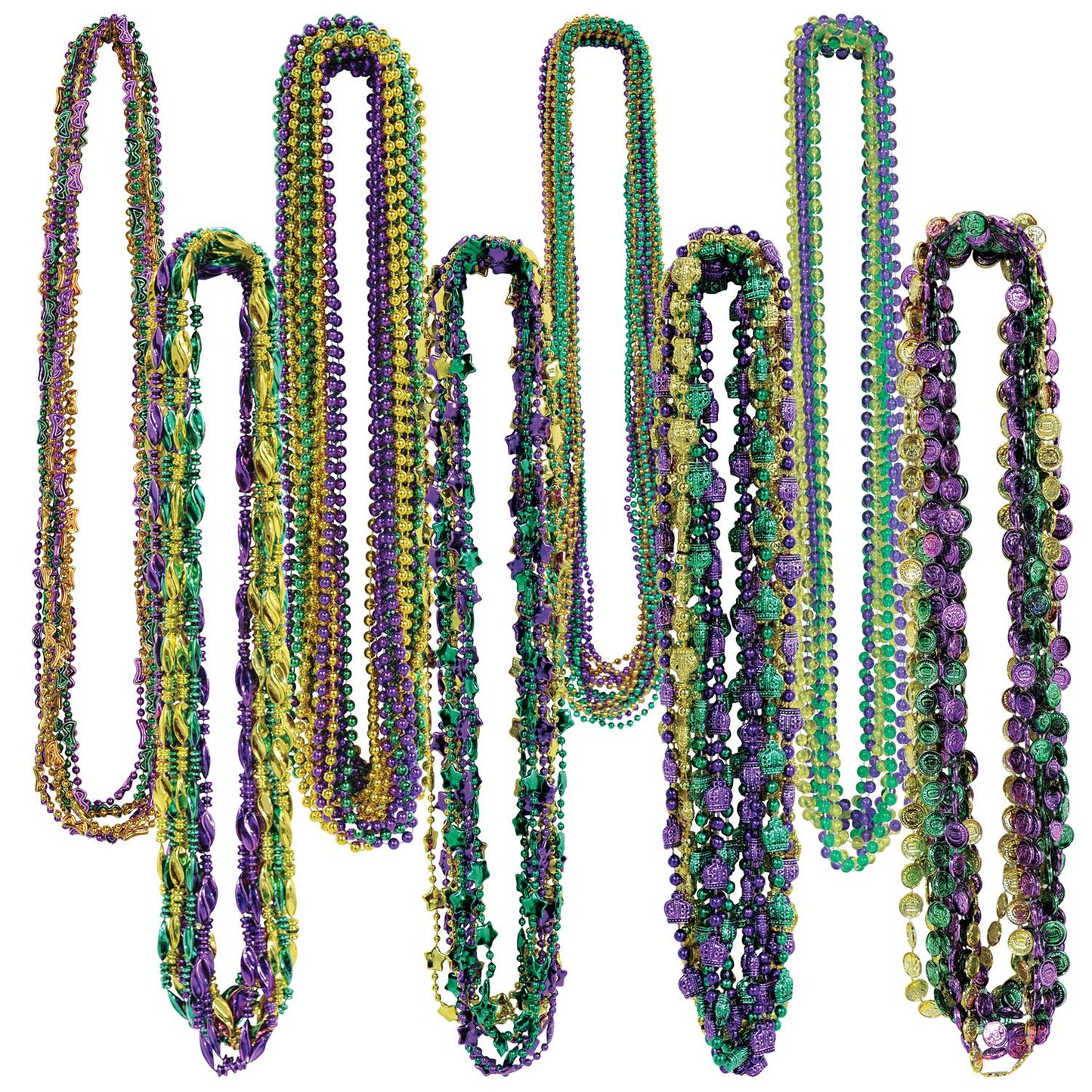 Beistle Mardi Gras Bead Assortment - 100/Package | Party Supply | Decoration
