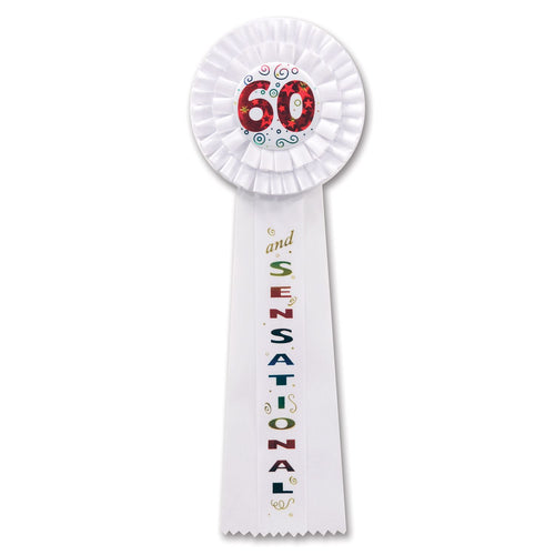 Beistle 60 and Sensational Deluxe Rosette Ribbon - Birthday-Age Specific