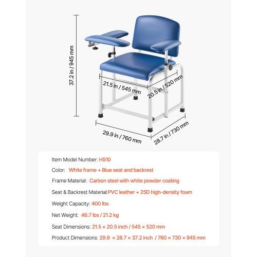 Phlebotomy Chair Blood Draw Chair with Adjustable Armrests and Flip Arm